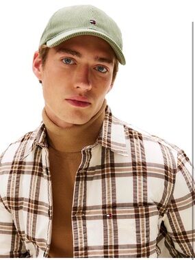Tommy Hilfiger Light Green Corduroy Logo Cap